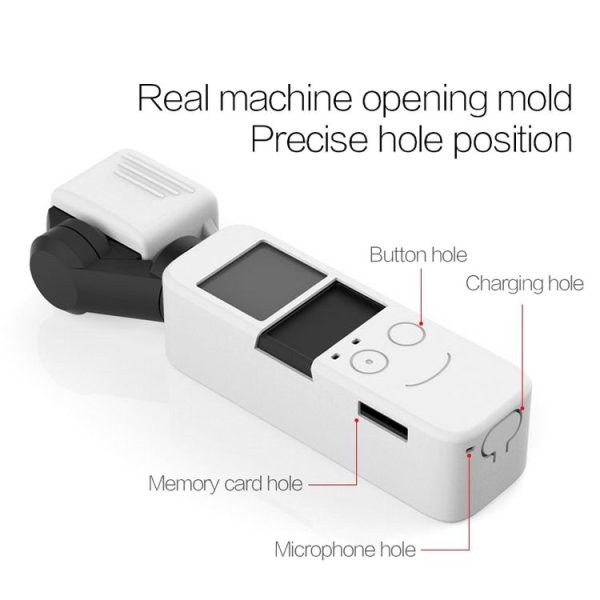 Body Silicone Cover Case with 19cm Silicone Wrist Strap for DJI OSMO Pocket (White) - Image 3