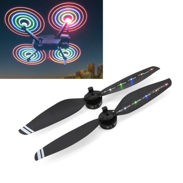 STARTRC 1 Pair Foldable Color LED Flash Lamp 7238 Low Noise Propellers for DJI Mavic Air 2 (Black)