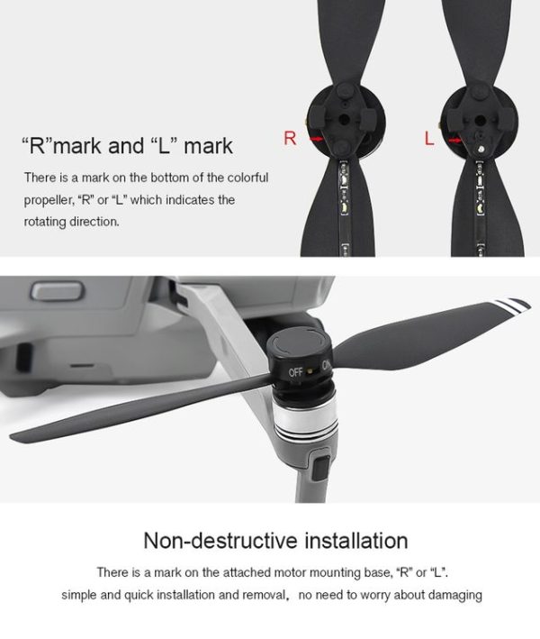 STARTRC 1 Pair Foldable Color LED Flash Lamp 7238 Low Noise Propellers for DJI Mavic Air 2 (Black) - Image 13