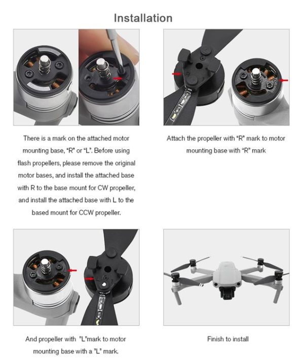 STARTRC 1 Pair Foldable Color LED Flash Lamp 7238 Low Noise Propellers for DJI Mavic Air 2 (Black) - Image 14