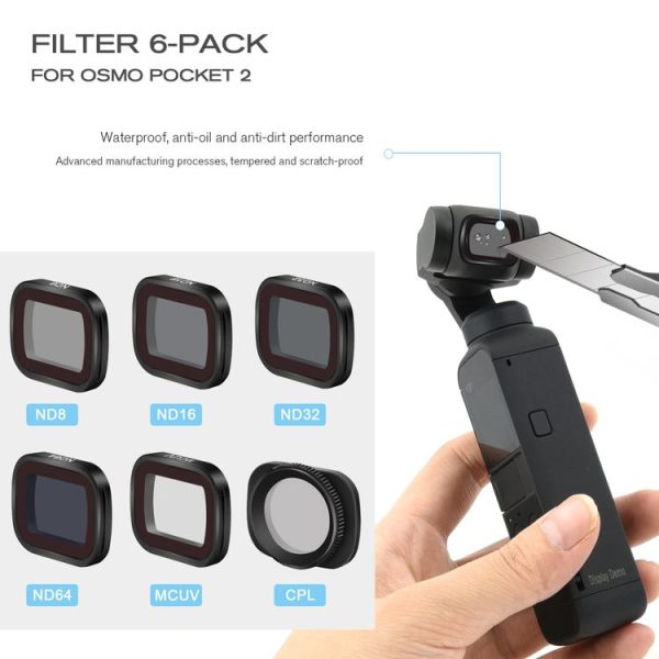 STARTRC 6 in 1 ND8 + ND16 + ND32 + ND64 + CPL + UV Adjustable Polarization Dimming Optical Glass Lens Filter Kits for DJI OSMO Pocket 2 - Image 5