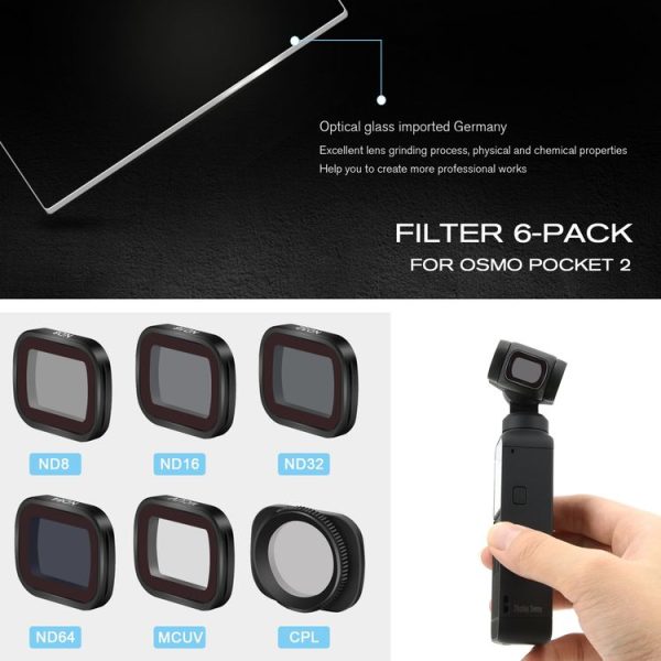 STARTRC 6 in 1 ND8 + ND16 + ND32 + ND64 + CPL + UV Adjustable Polarization Dimming Optical Glass Lens Filter Kits for DJI OSMO Pocket 2 - Image 6