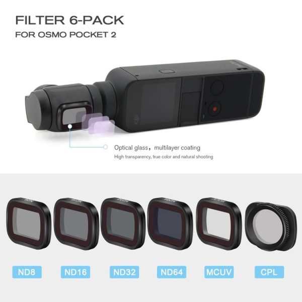 STARTRC 6 in 1 ND8 + ND16 + ND32 + ND64 + CPL + UV Adjustable Polarization Dimming Optical Glass Lens Filter Kits for DJI OSMO Pocket 2 - Image 7