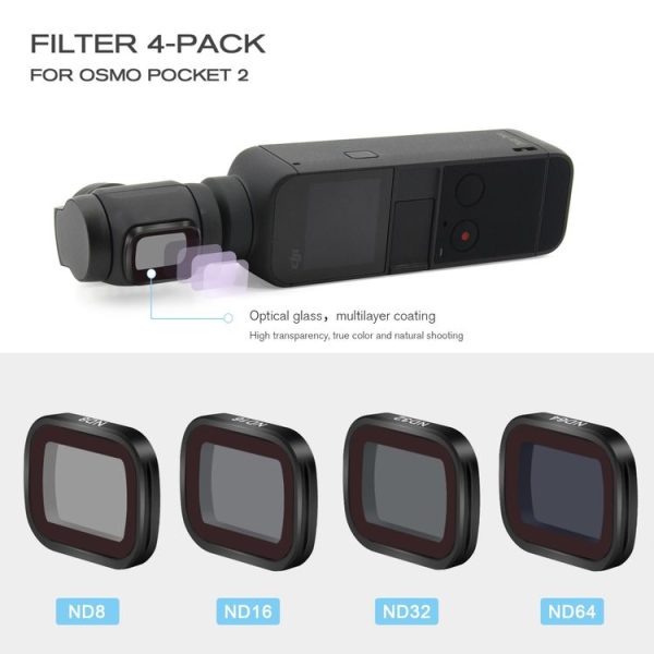 STARTRC 4 in 1 ND8 + ND16 + ND32 + ND64 Optical Glass Lens Filter Kits for DJI OSMO Pocket 2 - Image 3