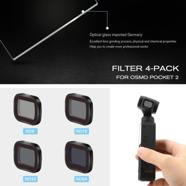 STARTRC 4 in 1 ND8 + ND16 + ND32 + ND64 Optical Glass Lens Filter Kits for DJI OSMO Pocket 2 - Image 5