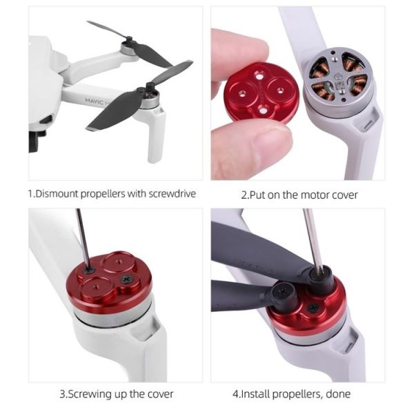 4 PCS Sunnylife Motor Metal Protection Cover for DJI Mini 2 (Red) - Image 8
