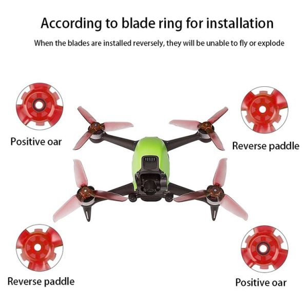 RCSTQ 2 Pairs Clear Color Quick-release Propellers for DJI FPV (Red) - Image 4