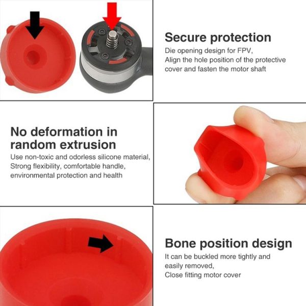 RCSTQ 4 in 1 Motor Cover Cap Motors Silicone Protector for DJI FPV (Red) - Image 3