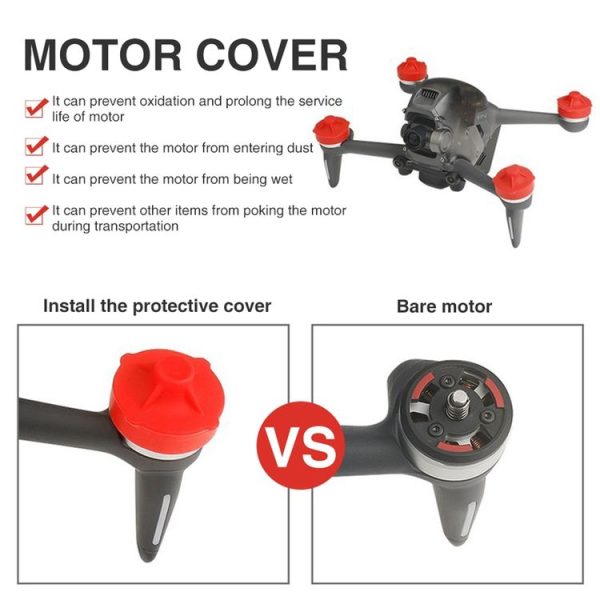 RCSTQ 4 in 1 Motor Cover Cap Motors Silicone Protector for DJI FPV (Red) - Image 4