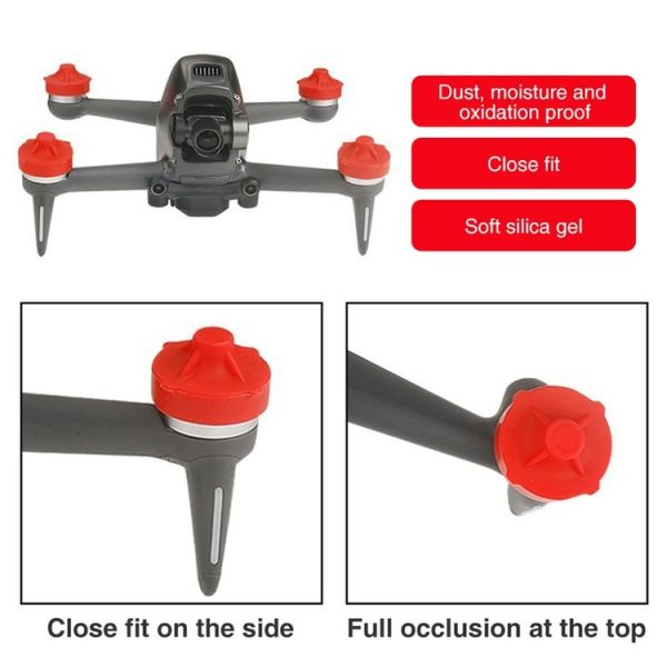 RCSTQ 4 in 1 Motor Cover Cap Motors Silicone Protector for DJI FPV (Red) - Image 5
