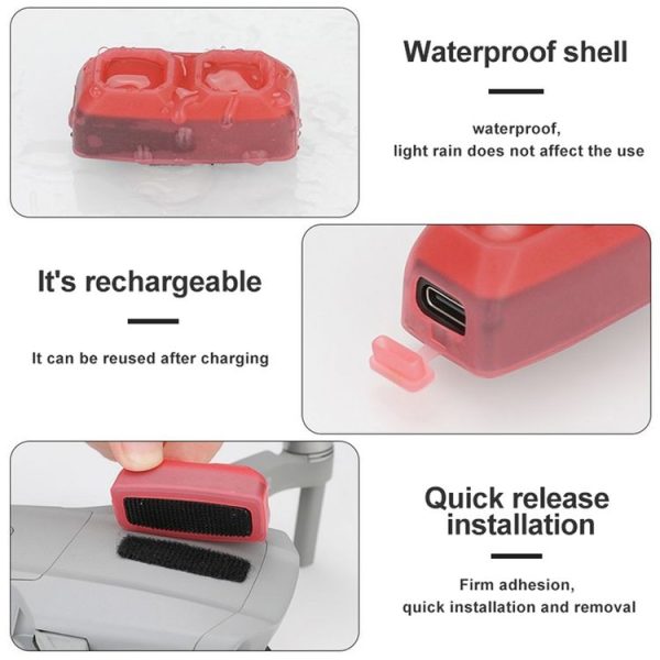 RCSTQ Rechargeable Strobe Signal Lights with Red + White Silicone Case for DJI FPV - Image 5