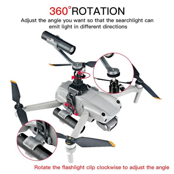 RCSTQ Expansion Buckle Bracket Flashlight Night Flight Kit for DJI Mavic Air 2 / Air 2S / Mavic 2 / Autel EVO 2 / Femi X8 SE Drone, Dual Flashlight - Image 5