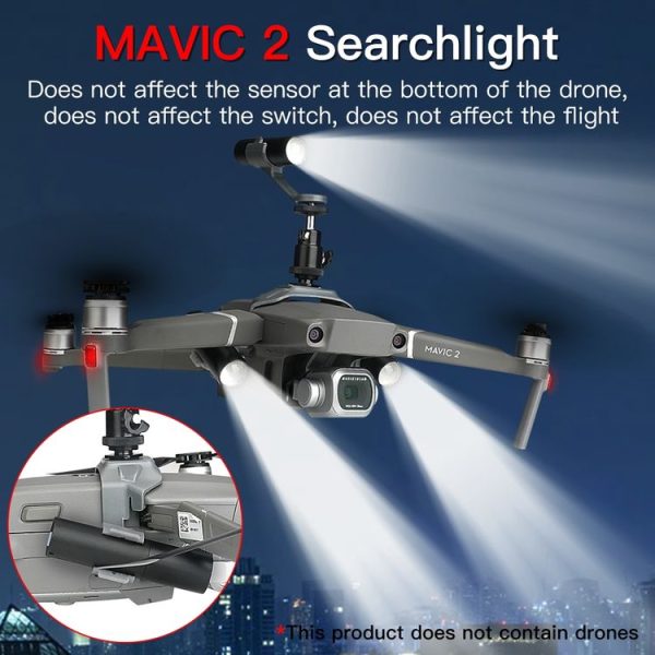 RCSTQ Fixed Bracket Chargeable Flashlight Night Flight Kit for DJI Mavic 2 Pro / Zoom Drone, Triple Flashlight - Image 4
