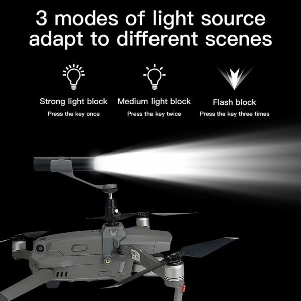 RCSTQ Fixed Bracket Chargeable Flashlight Night Flight Kit for DJI Mavic 2 Pro / Zoom Drone, Triple Flashlight - Image 5