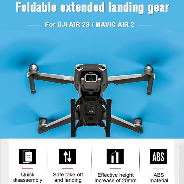 STARTRC 1109521 for DJI Mavic Air 2 / AIR 2S Foldable Quick Release Anti-collision Landing Gear Height Extender Holder (Black) - Image 3