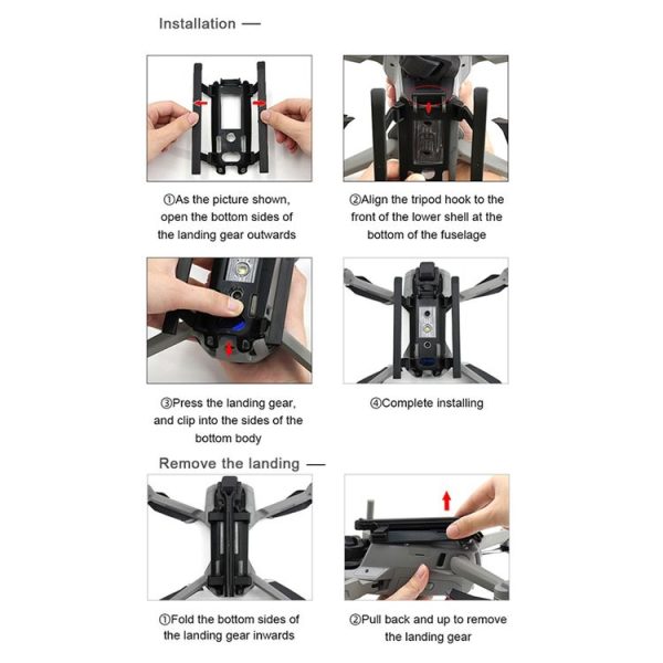 STARTRC 1109521 for DJI Mavic Air 2 / AIR 2S Foldable Quick Release Anti-collision Landing Gear Height Extender Holder (Black) - Image 7
