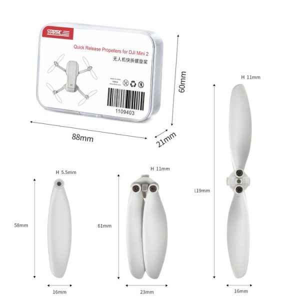 STARTRC 2 Pairs Foldable Quick-release Propellers for DJI Mini 2 (Grey) - Image 8