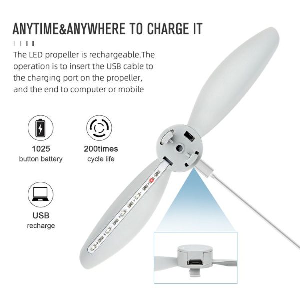 STARTRC One Pair Rechargeable Noise Reduction LED Flashing Propeller for DJI Mini 2 (Grey) - Image 8