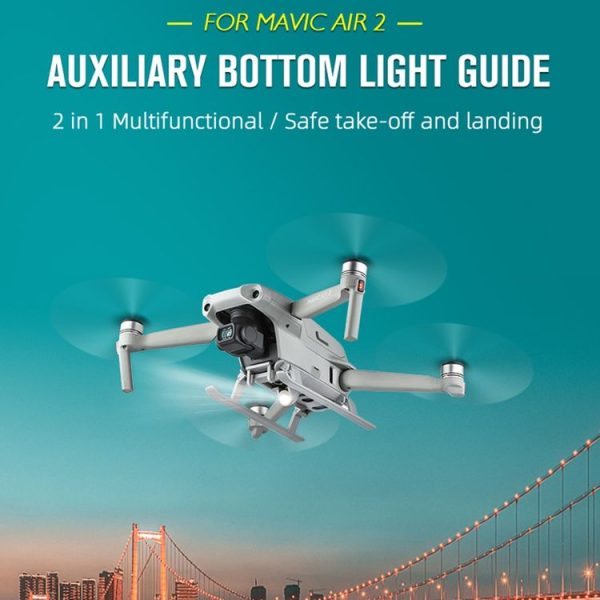 STARTRC for DJI Mavic Air 2 Foldable Quick Release Anti-collision Landing Gear Height Extender Holder with LED Night Indicator Light (Grey) - Image 3