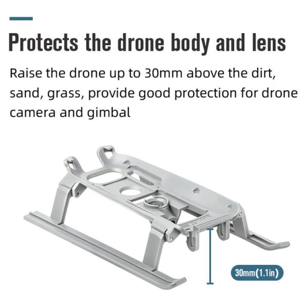 STARTRC for DJI Mavic Air 2 Foldable Quick Release Anti-collision Landing Gear Height Extender Holder with LED Night Indicator Light (Grey) - Image 4