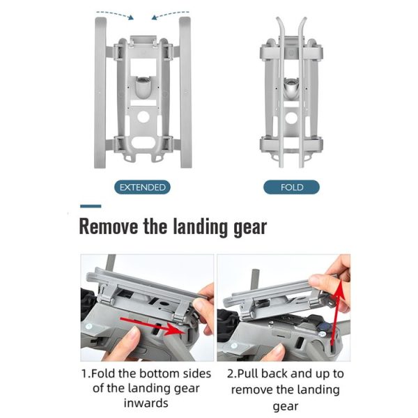 STARTRC for DJI Mavic Air 2 Foldable Quick Release Anti-collision Landing Gear Height Extender Holder with LED Night Indicator Light (Grey) - Image 6