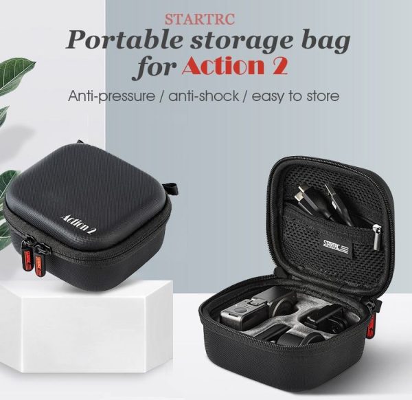 STARTRC Diamond Texture PU Storage Case Bag for DJI Action 2 (Black) - Image 3