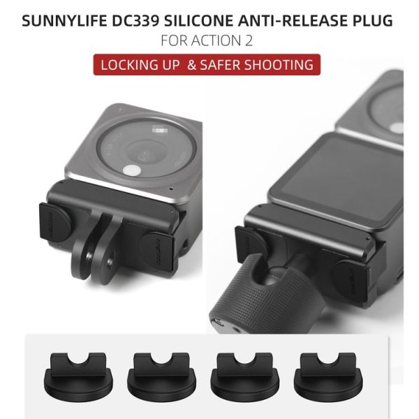 Sunnylife DC339 4 PCS Silicone Anti-release Plug for DJI Action 2 (Black) - Image 3