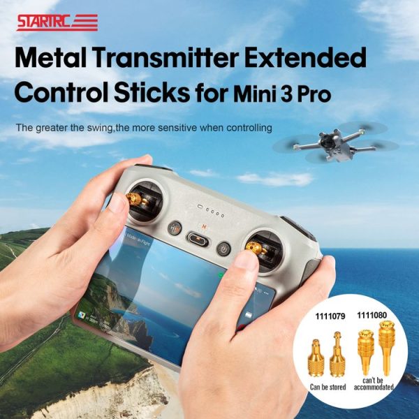 STARTRC Pair Heighten Retractable Adjustment Rocker Joystick for DJI Mini 3 Pro Remote Control (Gold) - Image 3