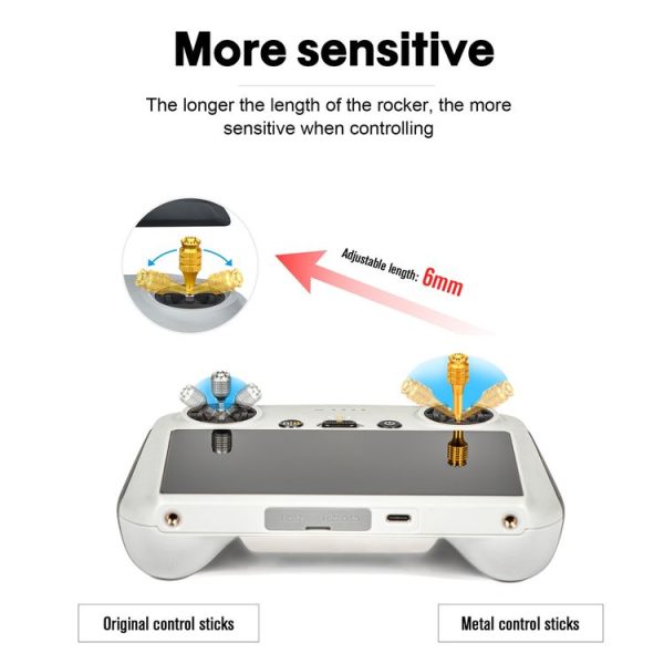 STARTRC Pair Heighten Retractable Adjustment Rocker Joystick for DJI Mini 3 Pro Remote Control (Gold) - Image 4