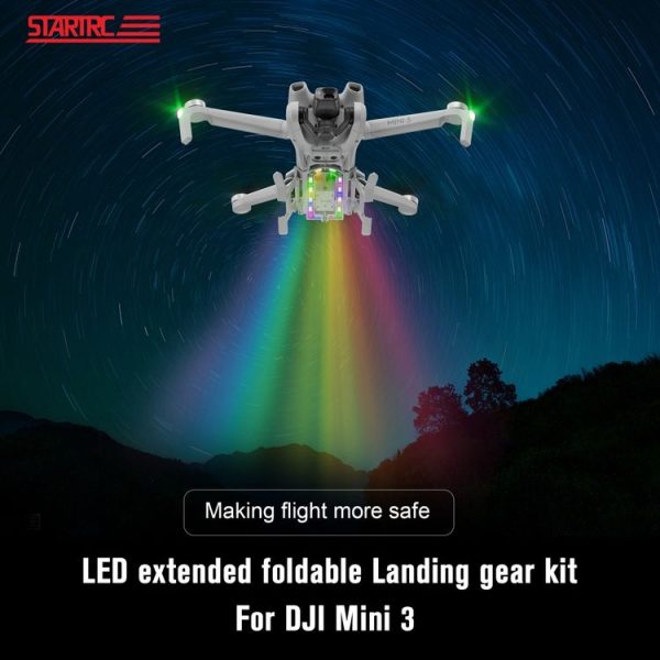 DJI Mini 3 STARTRC LED Light Folding Anti-fall Heightened Landing Gear Training Rack (Grey) - Image 3