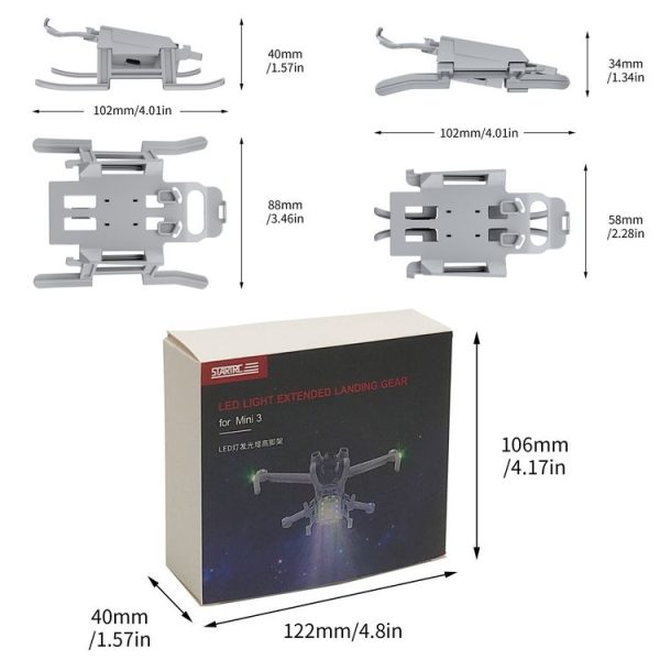 DJI Mini 3 STARTRC LED Light Folding Anti-fall Heightened Landing Gear Training Rack (Grey) - Image 8