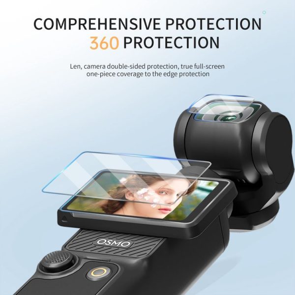 DJI OSMO Pocket 3 STARTRC 2pcs 2 in 1 Tempered Glass Lens Protector + Screen Film (Transparent) - Image 4