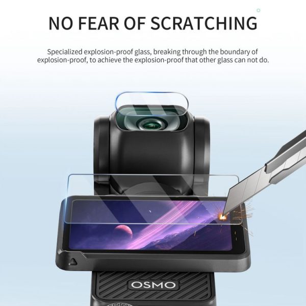 DJI OSMO Pocket 3 STARTRC 2pcs 2 in 1 Tempered Glass Lens Protector + Screen Film (Transparent) - Image 5
