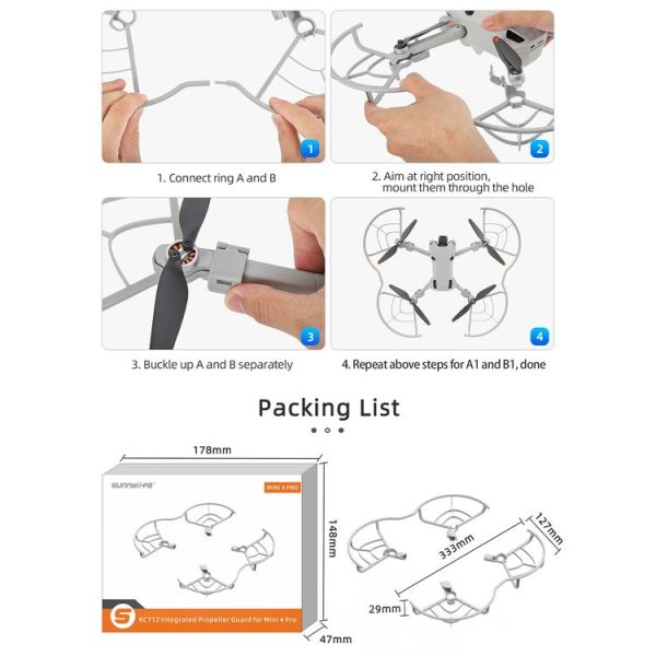 DJI Mini 4 Pro Sunnylife N4P-KC712 Drone Propeller Protective Guard Anti-collision Ring (Grey) - Image 9