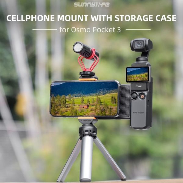 DJI OSMO Pocket 3 Sunnylife OP3-AD744 Expanded Phone Clamp Holder with Storage Case (Black) - Image 2
