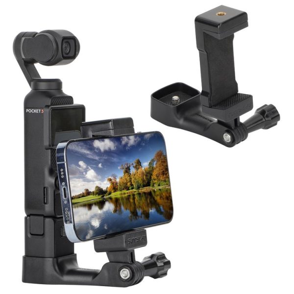 DJI OSMO Pocket 3 Sunnylife Front Phone Holder Mount Handheld Tripod Expansion Brackets (Black)
