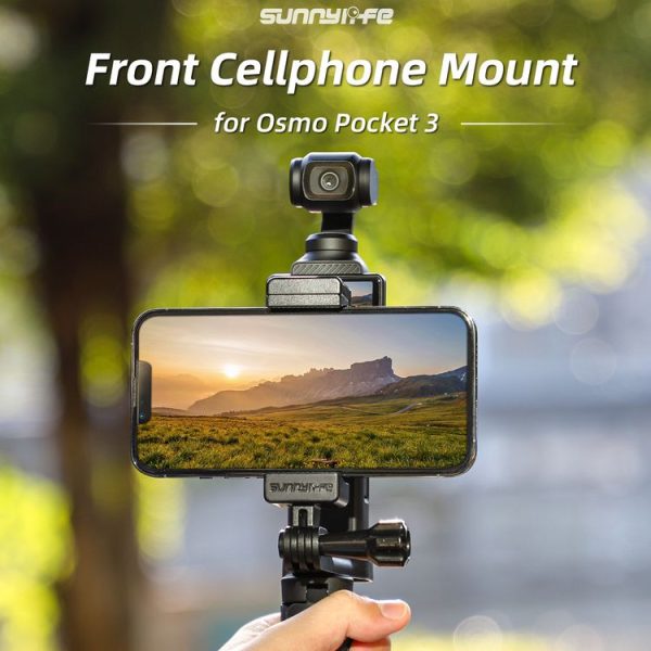 DJI OSMO Pocket 3 Sunnylife Front Phone Holder Mount Handheld Tripod Expansion Brackets (Black) - Image 2