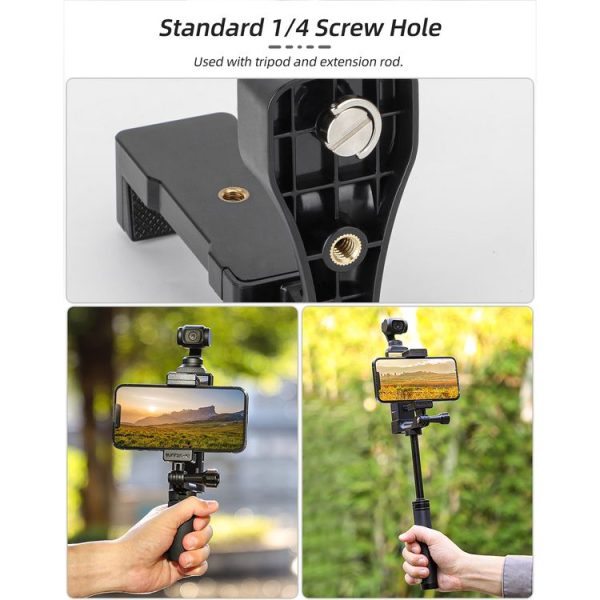 DJI OSMO Pocket 3 Sunnylife Front Phone Holder Mount Handheld Tripod Expansion Brackets (Black) - Image 6