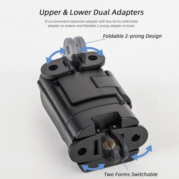 DJI OSMO Pocket 3 Sunnylife Expansion Adapter Foldable Dual Hooks Adapter Protective Case Bracket (Black) - Image 3