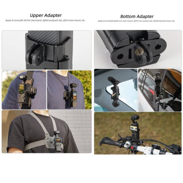 DJI OSMO Pocket 3 Sunnylife Expansion Adapter Foldable Dual Hooks Adapter Protective Case Bracket (Black) - Image 5