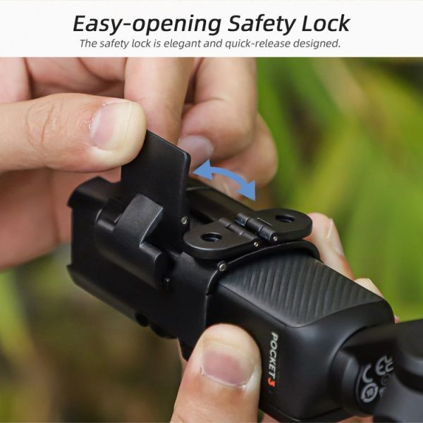DJI OSMO Pocket 3 Sunnylife Expansion Adapter Foldable Dual Hooks Adapter Protective Case Bracket (Black) - Image 8