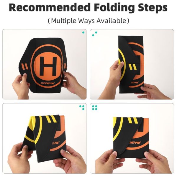 Sunnylife Drone Landing Pad 35cm Fast-Fold Double-Sided Leather Waterproof Helipad for DJI Neo / Avata 2 / Mini 4 Pro (Yellow+Orange) - Image 4