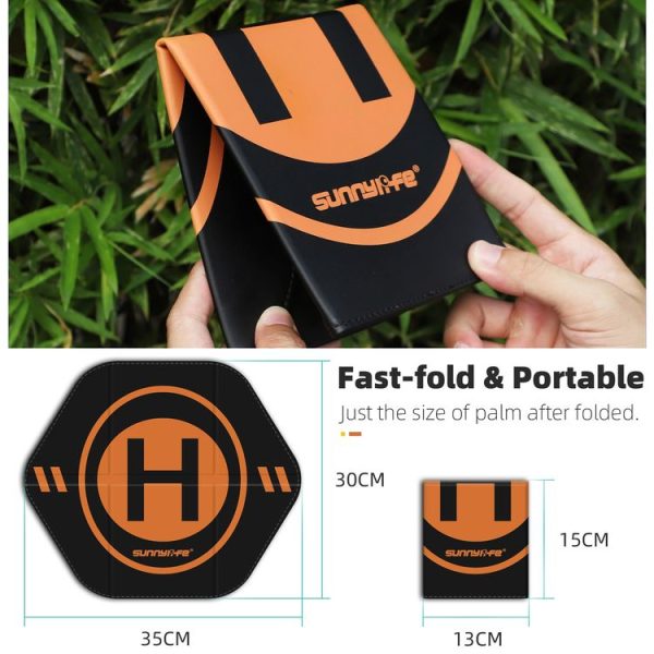 Sunnylife Drone Landing Pad 35cm Fast-Fold Double-Sided Leather Waterproof Helipad for DJI Neo / Avata 2 / Mini 4 Pro (Yellow+Orange) - Image 6