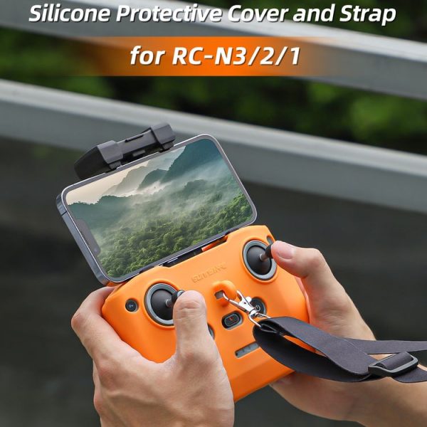DJI Neo / Mini 4 Pro / RC-N3 / RC-N2 / RC-N1 Sunnylife Controller Protective Cover Silicone Case with Neck Strap (Orange) - Image 6