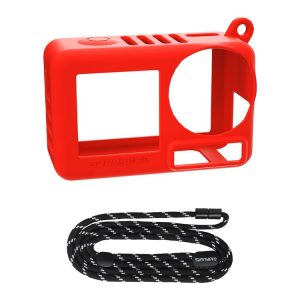 DJI Osmo Action 5 Pro Sunnylife Silicone Protective Case Scratch-proof Camera Cover with Lanyard (Red)