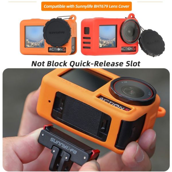 DJI Osmo Action 5 Pro Sunnylife Silicone Protective Case Scratch-proof Camera Cover with Lanyard (Red) - Image 7