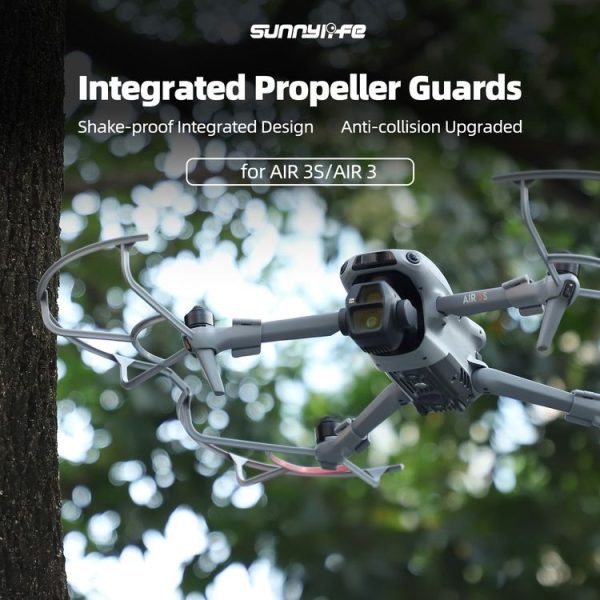 DJI Air 3S / 3 Sunnylife Propellers Guard Protector Integrated Shielding Rings Quick Release Anti-Collision Props Safe Ring (Grey) - Image 2