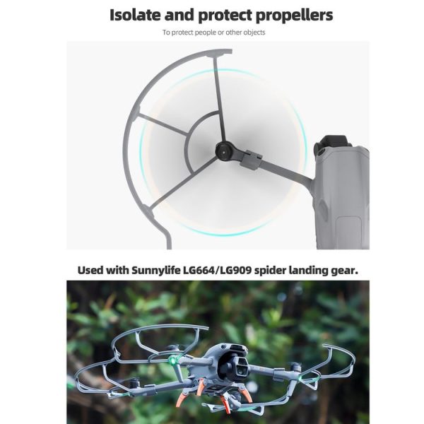 DJI Air 3S / 3 Sunnylife Propellers Guard Protector Integrated Shielding Rings Quick Release Anti-Collision Props Safe Ring (Grey) - Image 8