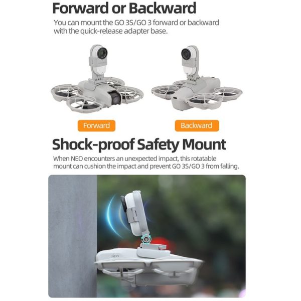 DJI Neo / Insta360 GO 3S / GO 3 Sunnylife Drone Expansion Mount Action Camera Holder Adapter (Grey) - Image 4