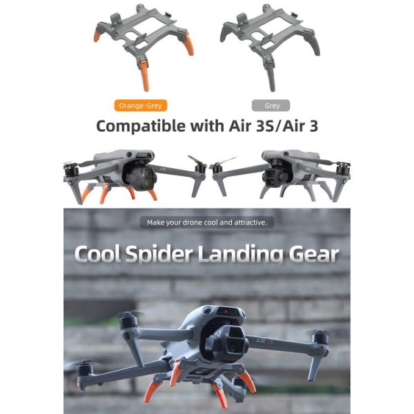 DJI Air 3S / 3 Sunnylife Landing Gear Extensions Heightened Spider Gears Support Leg (Orange) - Image 4